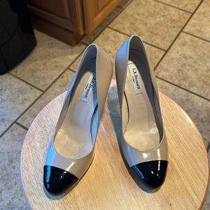 Classic L.K. Bennett London Tan & Black Patent Leather Spectator Pumps Size37.5
